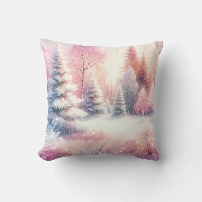 Coussin Pink Winter Wonderland Noël (Recto)