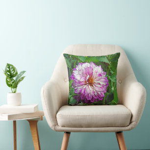 Coussin Pinkish-Purple et Dahlia blanche