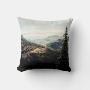 COUSSIN PINS VERTS SUR LA MONTAGNE SOUS LES NUAGES BLANCS