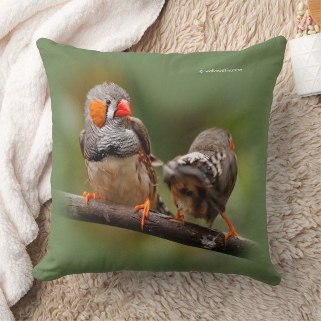 Coussin Pinsons zébrés effrontés oiseaux chanteurs sur une (Couverture)