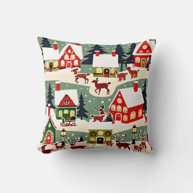 Coussin Pique-nique de Noël village de Noël (Recto)