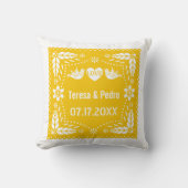 Coussin Pique-nique jaune inséparables mariage (Recto)