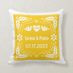 Coussin Pique-nique jaune inséparables mariage