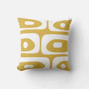Coussin Piquet moderne du siècle Abstrait moutarde & blanc