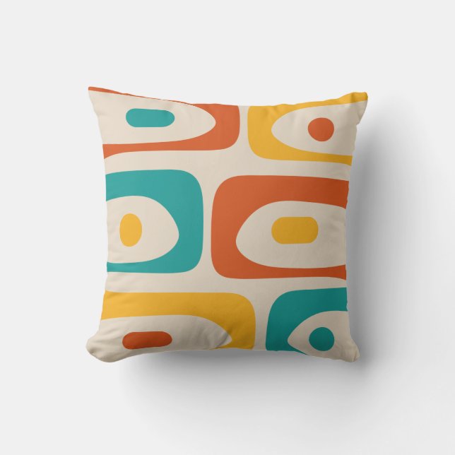 Coussin Piquet moderne du siècle Abstrait Turquoise Orange (Recto)
