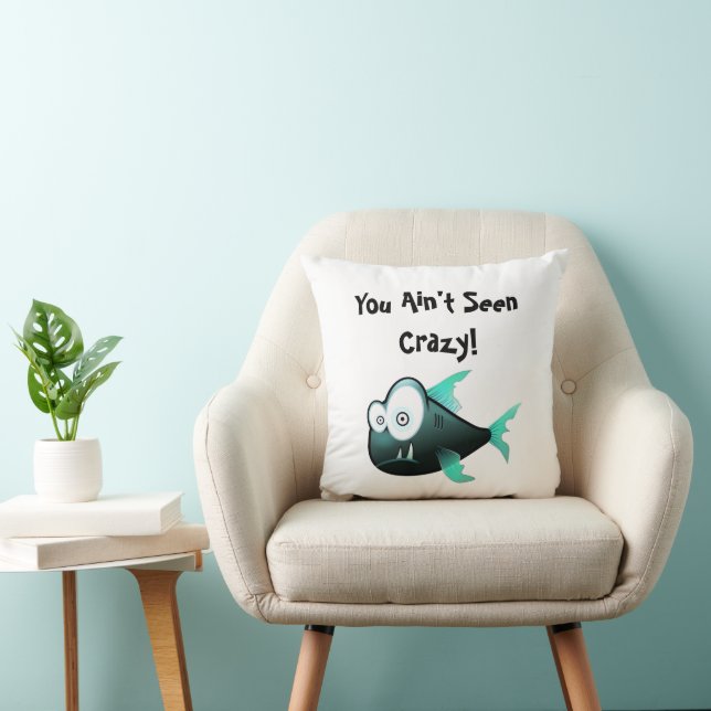 Coussin Piranha Fou, Création de Poisson de Dessin Animé D (Chaise)