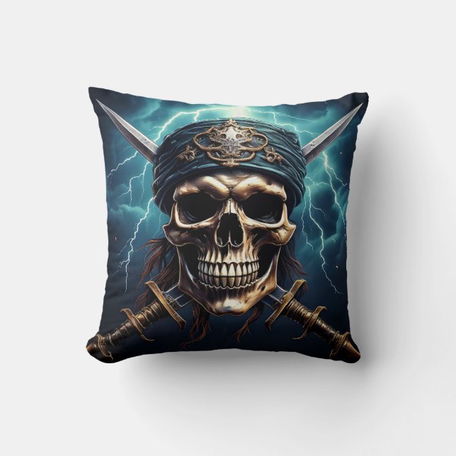 Coussin Pirate crâne avec épée Jeter l'oreiller (Recto)