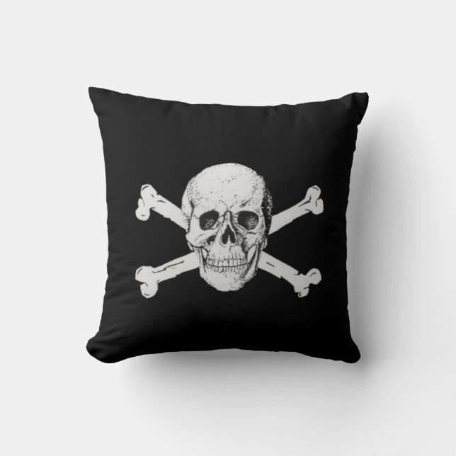 Coussin Pirate crâne et os croisés (Recto)