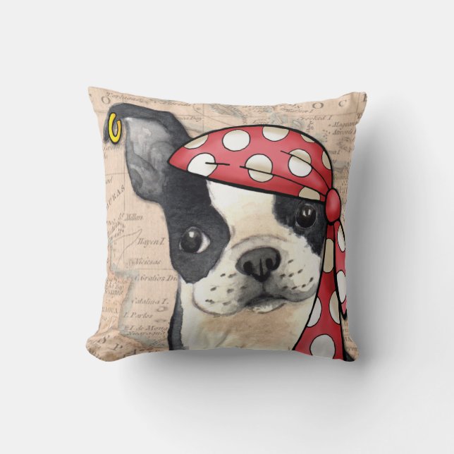 Coussin Pirate de Boston Terrier (Recto)