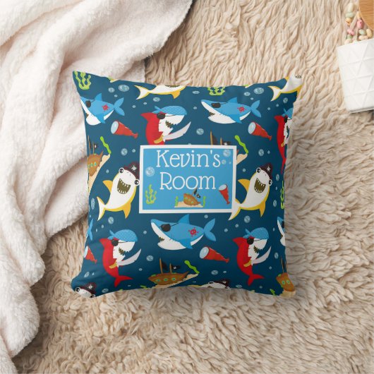 Coussin Pirate de requin naufrage conception différente ch (Couverture)