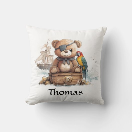 Coussin Pirate Teddy Bear Aventure - Personnalisable (Recto)