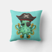 Coussin Pirate vert mignon de poulpe de bébé (Verso)