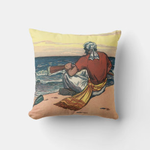 Coussin Pirates Vintage, Naufragés sur une Île Déserte