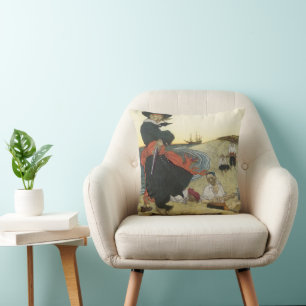 Coussin Pirates Vintage, William Kidd Enterrant un Trésor