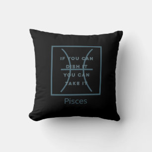 Coussin Pisces Zodiac Sign Fun Citation Moderne Bleu Texte