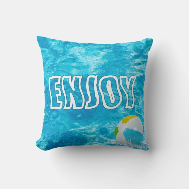 Coussin Piscine Profitez de l'oreiller à lancer de texte (Recto)