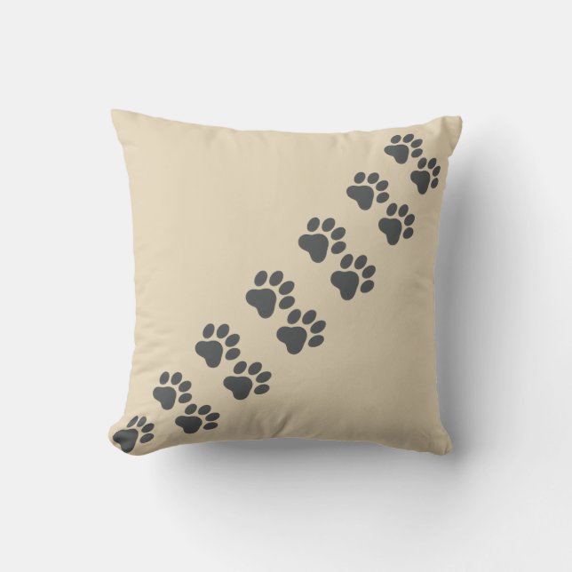 Coussin Piste d'empreintes de patte de chat Texture lin be (Recto)