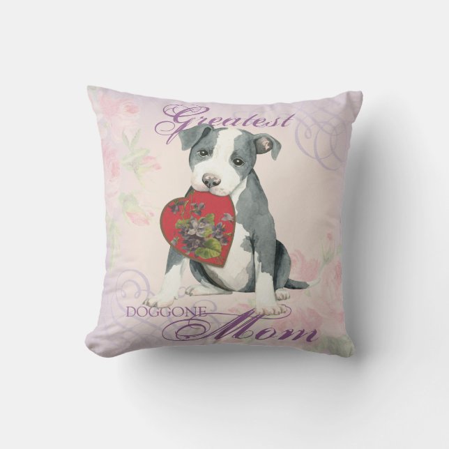 Coussin Pit Bull Heart Maman (Recto)