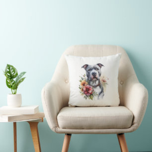 Coussin Pitbull Floral