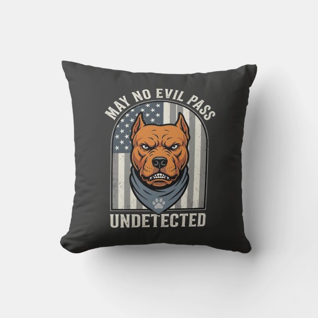 Coussin Pitbull Patriotique Chien de Garde (Recto)