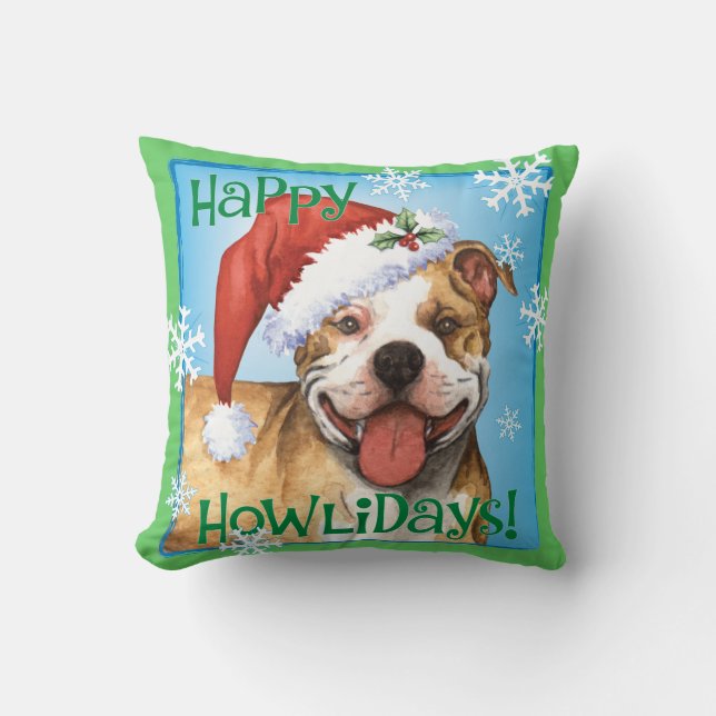 Coussin Pitbull Terrier heureux de Howliday (Recto)