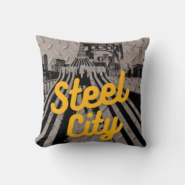 Coussin Pittsburgh Steel City Bridge Skyline Pennsylvanie  (Recto)