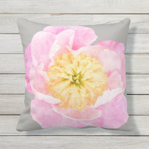 Coussin Pivoine rose florale