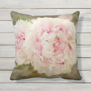 Coussin Pivoine rose florale