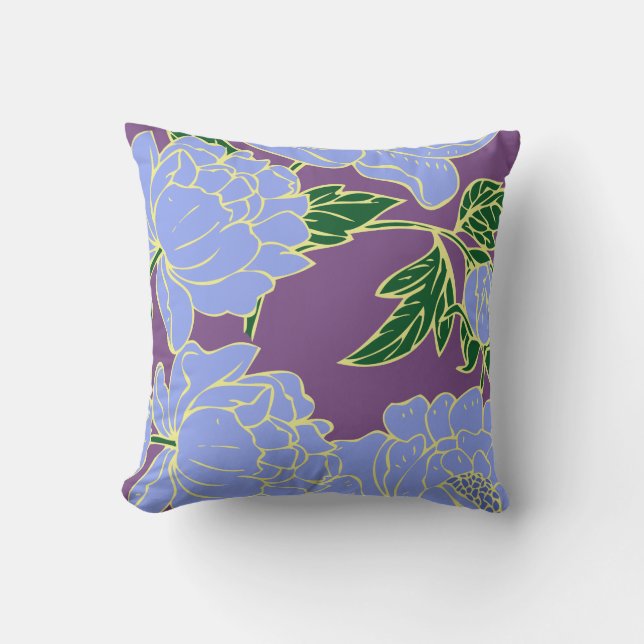 Coussin Pivoines Bleues (Recto)