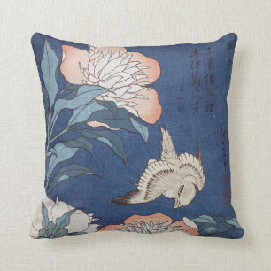 Coussin Pivoines et canari de Katsushika Hokusai