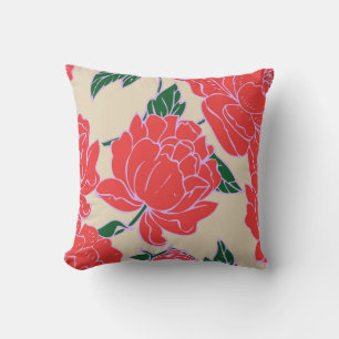 Coussin Pivoines rouges