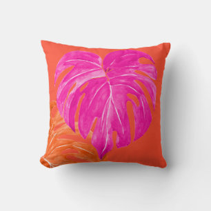 Coussin PixDezines Aquarelle feuilles Monstera