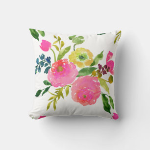 Coussin PixDezines Aquarelle Florale/Ranunculus/Rose