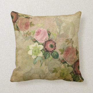 Coussin PixDezines collage vintages roses de cottage, rose