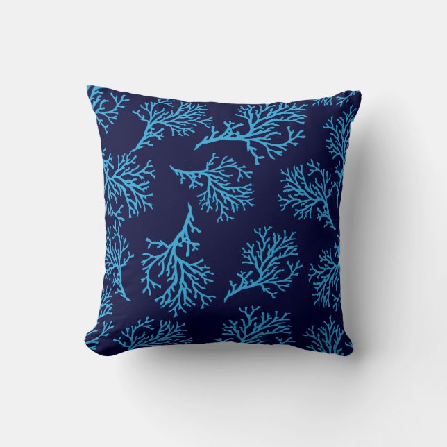 Coussin PixDezines corail bleu/arrière - plan do-it-yourse (Recto)
