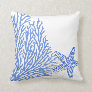 Coussin PixDezines corail bleu+étoile/do-it-yourself arriè