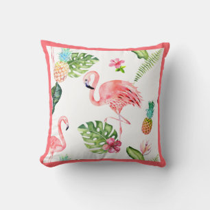 Coussin PixDezines Flamant rose rose, Tropical, do-it-your