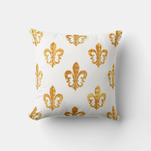 Coussin PixDezines fleur de lis/or/noir/DIYbackground