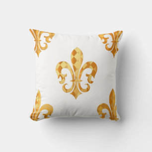 Coussin PixDezines fleur de lis/or noir/fond DIY
