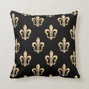 Coussin PixDezines fleur de lis/or/white/DIYbackground