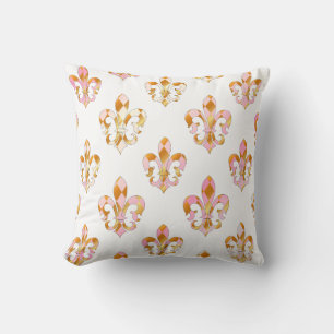 Coussin PixDezines fleur de lis/rose/or/DIYbackground