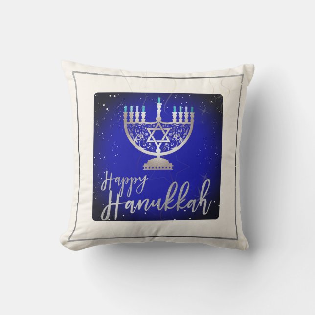 Coussin PixDezines Happy Hanoukka|Temple Menorah (Recto)