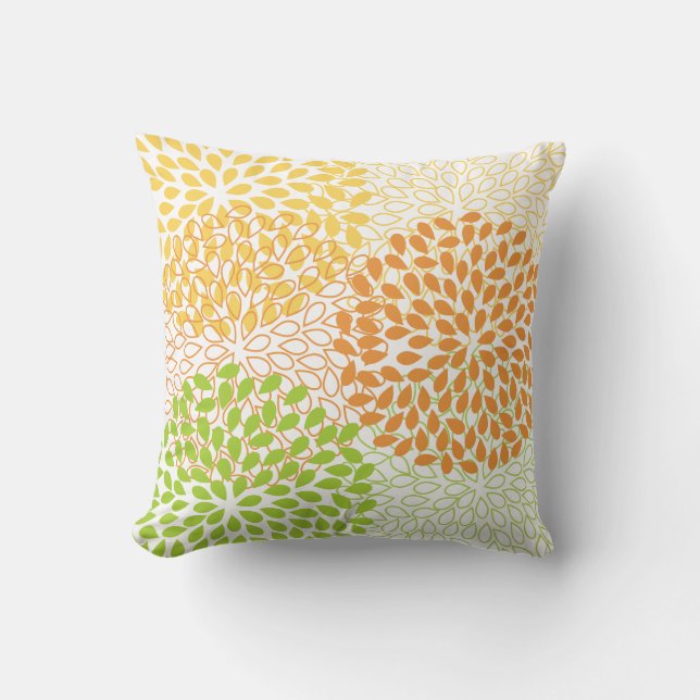 Coussin PixDezines kiku lime+orange/chrysanthème (Recto)