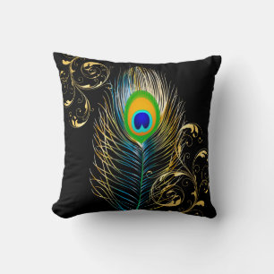 Coussin PixDezines paon psychédélique/fond DIY