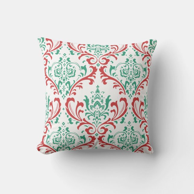 Coussin PixDezines Rossi Damask/Turquoise vert/rouge (Recto)