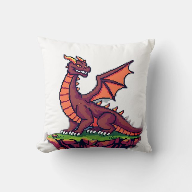 Coussin Pixel Art Dragon Vintage (Recto)