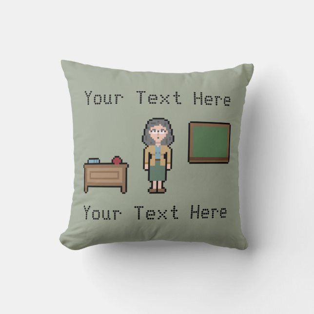 Coussin Pixel Femme Enseignante personnalisée (Recto)