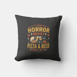 Coussin Pizza Bière Films d'Horreur Design Halloween_1
