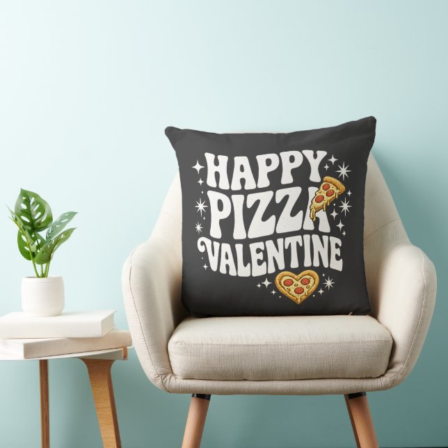 Coussin Pizza de la Saint-Valentin Joyeuse Création drôle  (Chaise)
