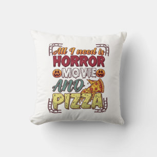 Coussin Pizza Film d'Horreur Halloween Citrouille Crâne Tr